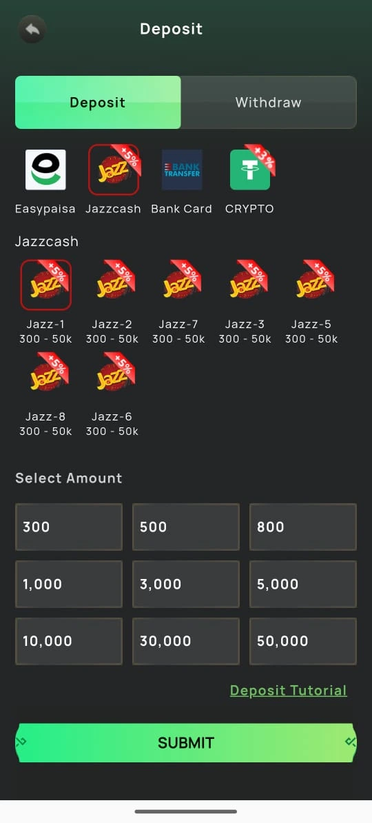 Deposit image through JazzCash